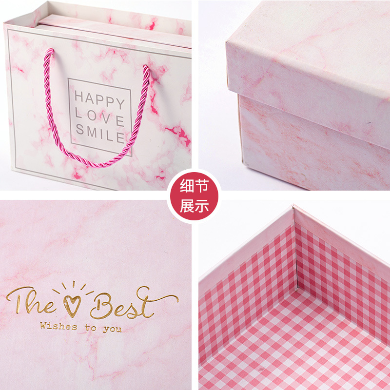 Marble pink gift box gift box with hand gift box box blind empty box gift box lid holiday gift box