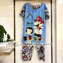 儿童睡衣外单薄款夏季短袖长裤套装东南亚跨境外贸男童女童家居服