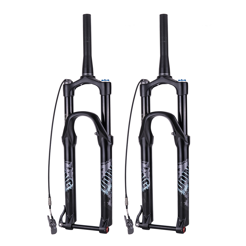 Bicicleta de montaña tenedor delantero 26/27.5 Taper tubo de control de alambre barril eje de amortiguación de aleación de magnesio Tenedor de aire con cerradura tenedor delantero