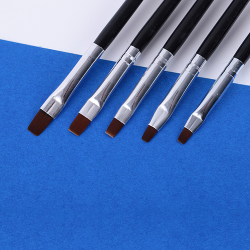 Cross-border flat-head nail art phototherapy pen set of 5, nail row brush glue nail brush phototherapy nail art pen customization