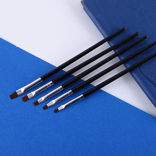 Cross-border flat-head nail art phototherapy pen set of 5, nail row brush glue nail brush phototherapy nail art pen customization