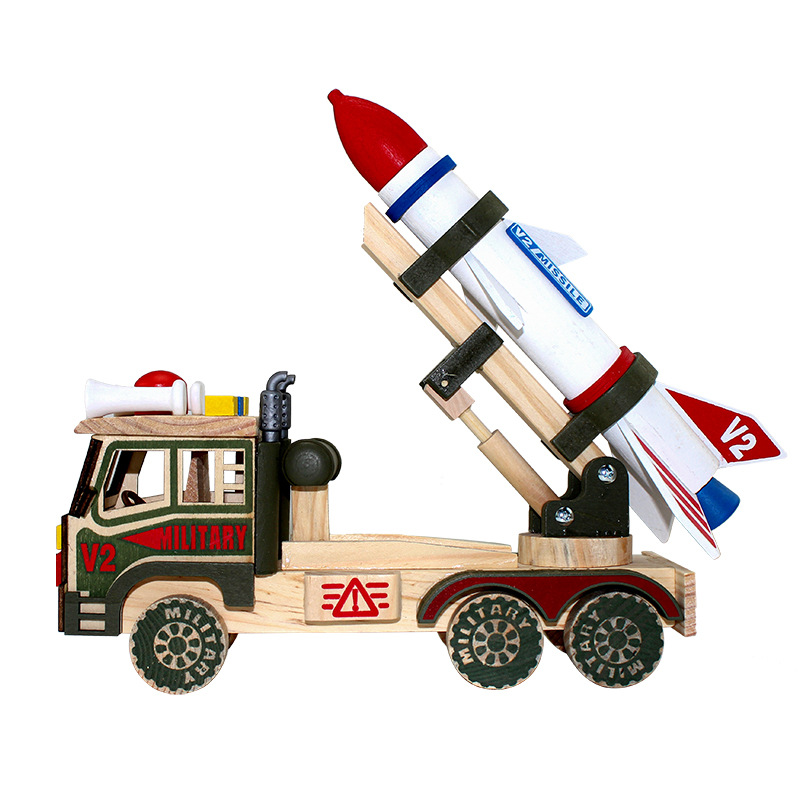 Wholesale scenic spot car model decoration Beech manual grinding fire truck crane excavator wooden model decoration