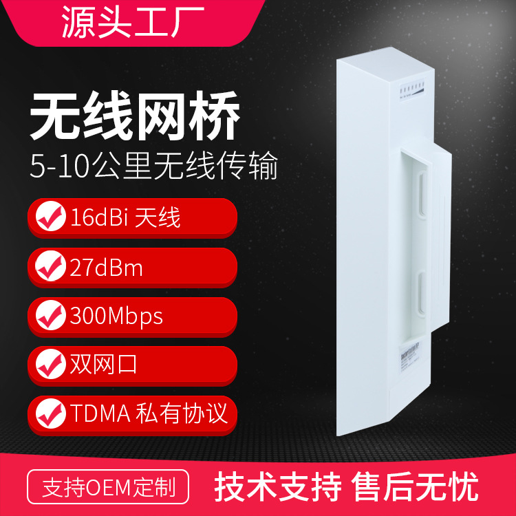 SS-5G16/ 5.8G 300Mbps室外双网口无线网桥最远传输距离10KM