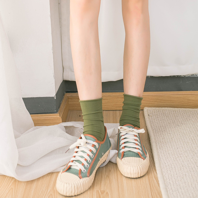 Los calcetines de la pila de las mujeres calcetines de la pantorrilla del color del caramelo del color sólido del todo-fósforo calcetines rectos sin talón finos del terciopelo
