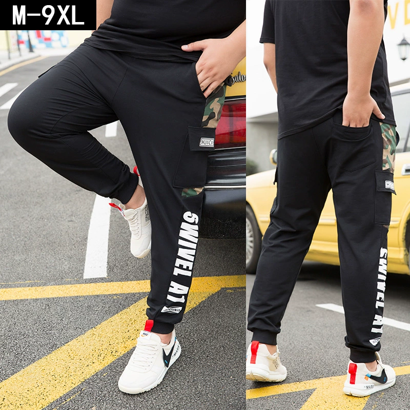 Мужские весна и осень, лето и зима плюс удобрения, очень большие спортивные брюки, рабочая одежда, камуфляжные брюки, повседневные брюки, утолщенные модные на флисовой подкладке