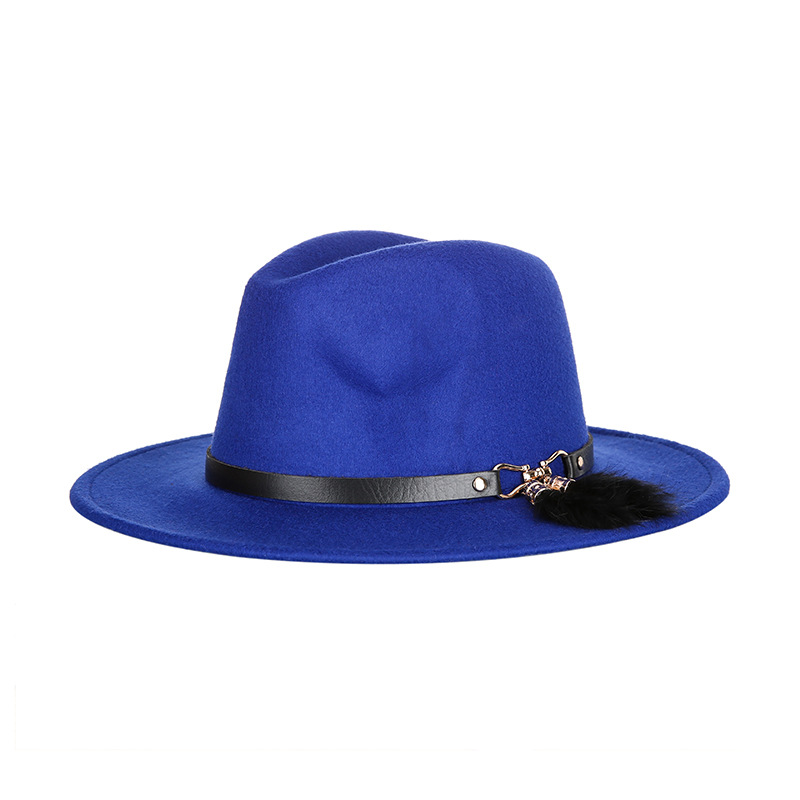 2022 otoño e invierno nuevo estilo europeo y americano lana Jazz sombrero moda mujer sombrero superior sombrero fábrica al por mayor bolsa pelo banda