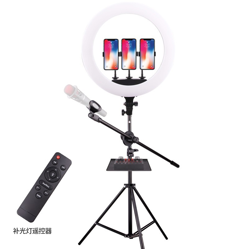 Fotografía de transmisión en vivo 18 pulgadas belleza anillo de luz soporte de selfie teléfono móvil al por mayor trípode portátil lámpara de luz