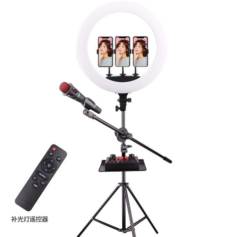 Fotografía de transmisión en vivo 18 pulgadas belleza anillo de luz soporte de selfie teléfono móvil al por mayor trípode portátil lámpara de luz