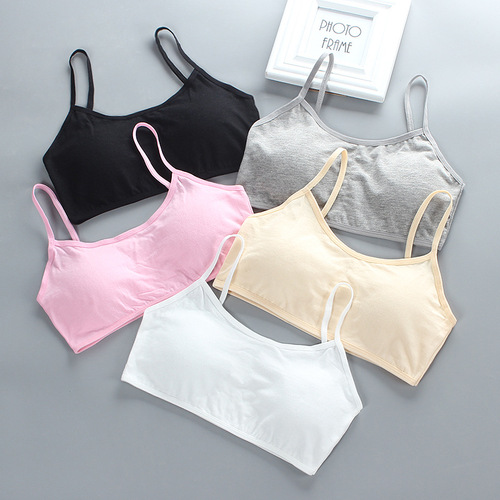 Girls' bra straps, pure cotton, thin strap vests for primary school students in the developmental stage, children's vests without steel rings and inserts