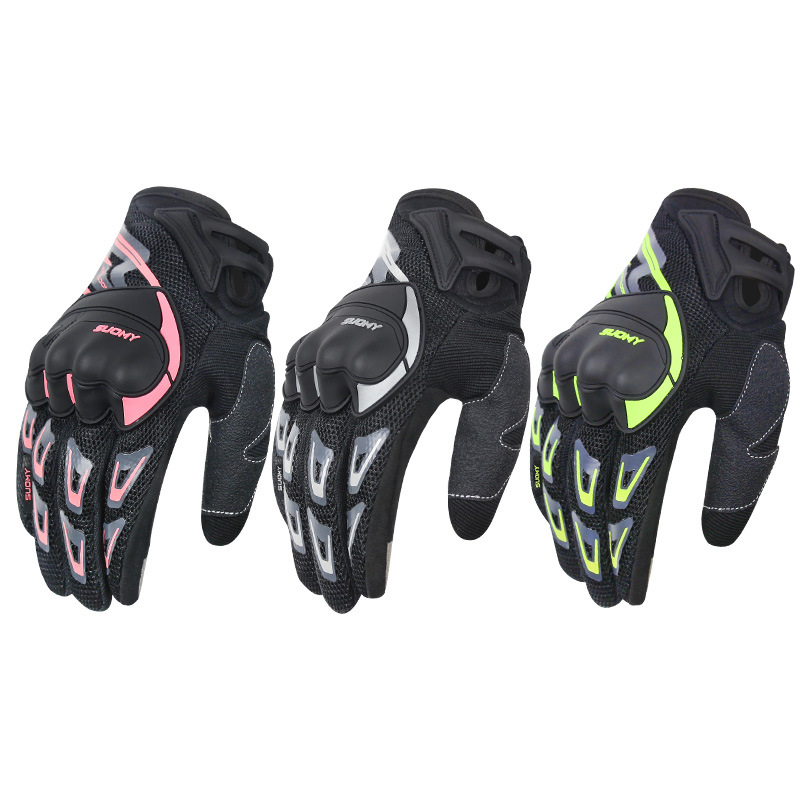 Guantes de motocicleta de verano de malla delgada transpirable cuatro estaciones de motocicleta jinete anticorrupción de carreras de cross-country hombre dedos completos