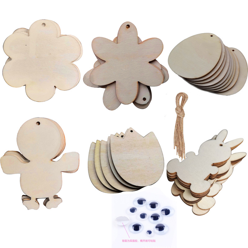 Wooden Easter Wooden Crafts Easter DIY New Wooden Rabbit Wood Chips DIY Painting Home Decoration