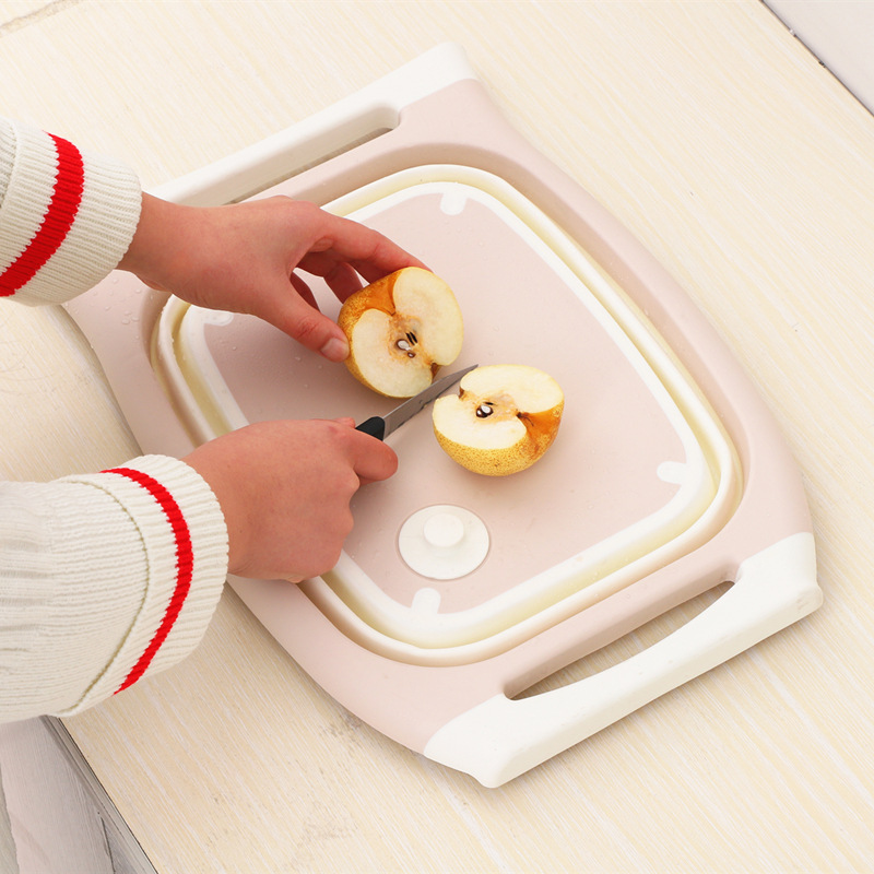 Kitchen household folding cutting board draining vegetable sink foldable cutting board travel portable basin sink cutting board