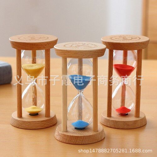 Wholesale hourglass 30-minute wooden three-column round hourglass creative time timing glass hourglass ornaments
