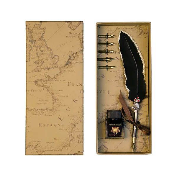 Dip Pen European-style retro gold sprinkling feather pen student British fountain pen birthday suit gift box wholesale