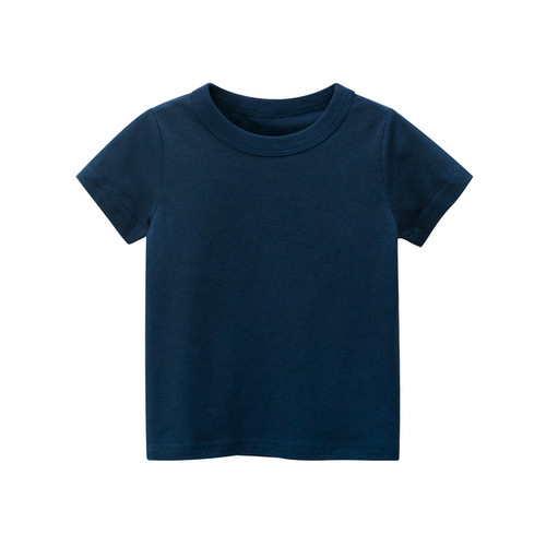 27kids children's clothing summer 2024 children's short-sleeved T-shirt advertising shirt Korean version solid color no pattern children's clothing