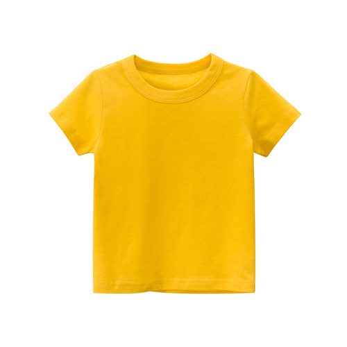 27kids children's clothing summer 2024 children's short-sleeved T-shirt advertising shirt Korean version solid color no pattern children's clothing