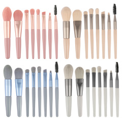 8-piece makeup brush set, complete set of beauty tools, mini eye shadow brushes, portable travel blush makeup brush set