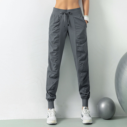 Pleated slimming fitness sports pants for women, loose legged pants, running pants, casual quick-drying trousers, harem pants, thin cross-border