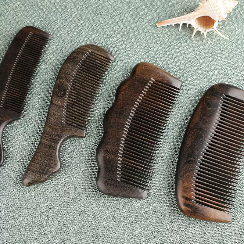天然沉贵宝木梳批发便携黑檀木梳子女礼物实木制作防养发头皮梳