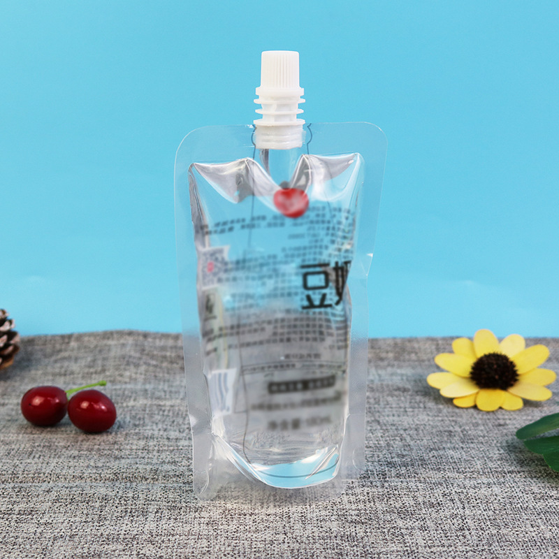 专业生 产一次性豆浆加嘴立袋高温蒸煮加嘴袋 复合自立透明吸嘴袋