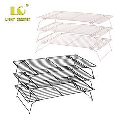 Manufacturer wholesale color boxed non-stick three-layer combination folding cooling rack cake drying rack cake baking cooling rack