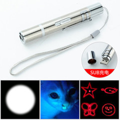 Pet Teaser Laser Pointer USB Rechargeable Cat Toy 3-in-1 Cat Teaser Amazon Cat Toys Multi-Pattern