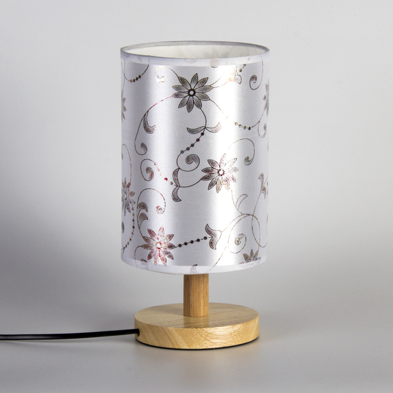 Transfronteriza tela de lino lámpara de mesa de madera dormitorio nórdico simple creativo regalo personalizado publicidad imprimible logo
