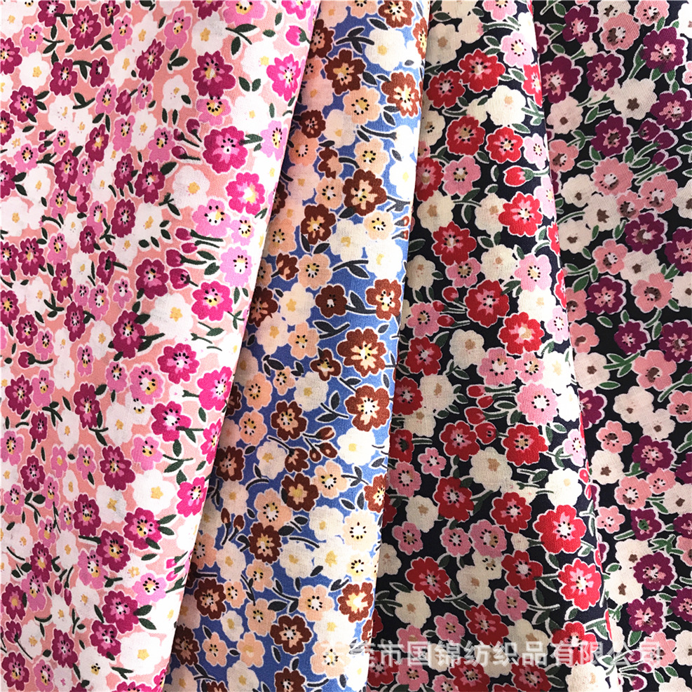 田园风小碎花棉布 现货销售全棉府绸印花面料 夏季女装休闲面料