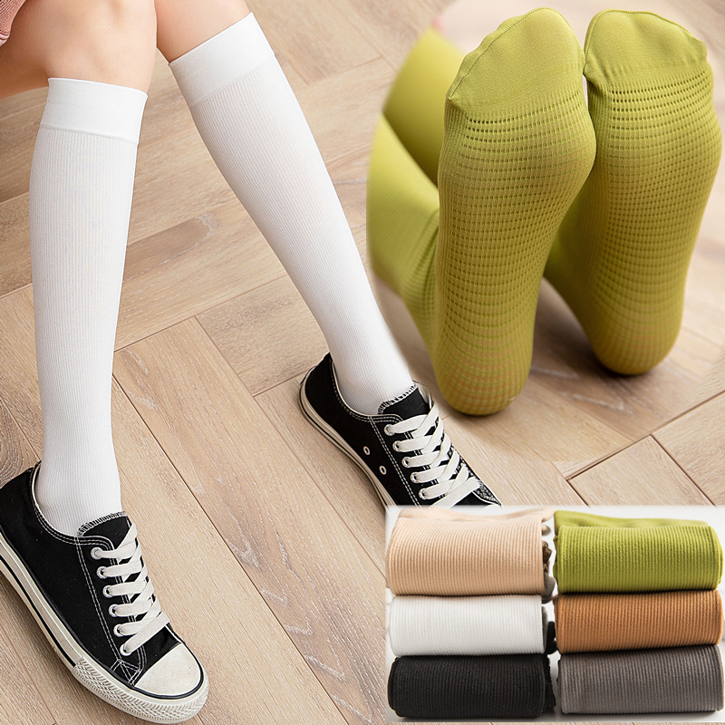 Micro-pressure female ins half knee calf socks tube JK uniform striped Japanese lolita velvet thin