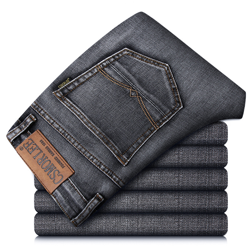 Europäische Jeans für Frühling und Herbst, schwarze Slim Fit-Jeans, nostalgische, gerade geschnittene Mode, trendige Herren-Jeans_voghion.com