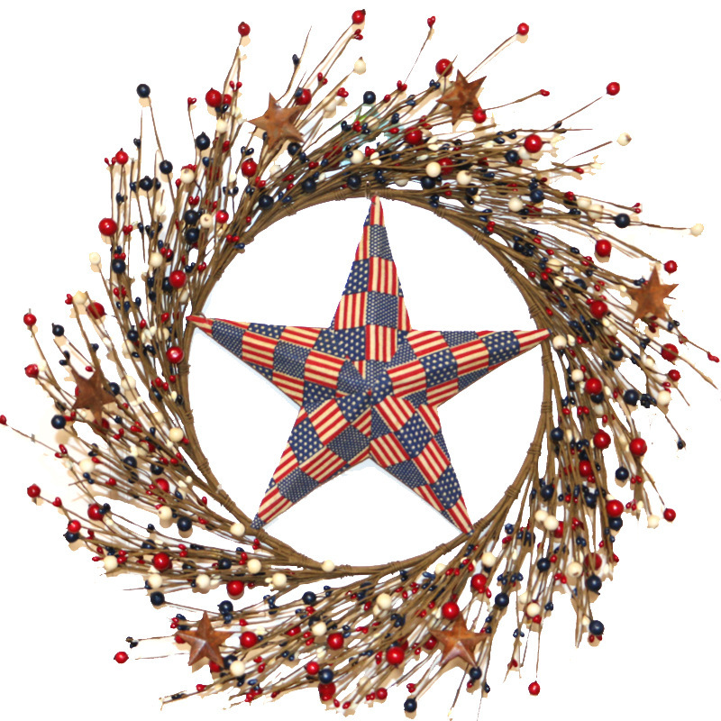 American Independence Day Wreath, American National Day Berry Wreath, Cross-Border Best-Selling Front Door Wreath, Christmas Holiday Decoration
