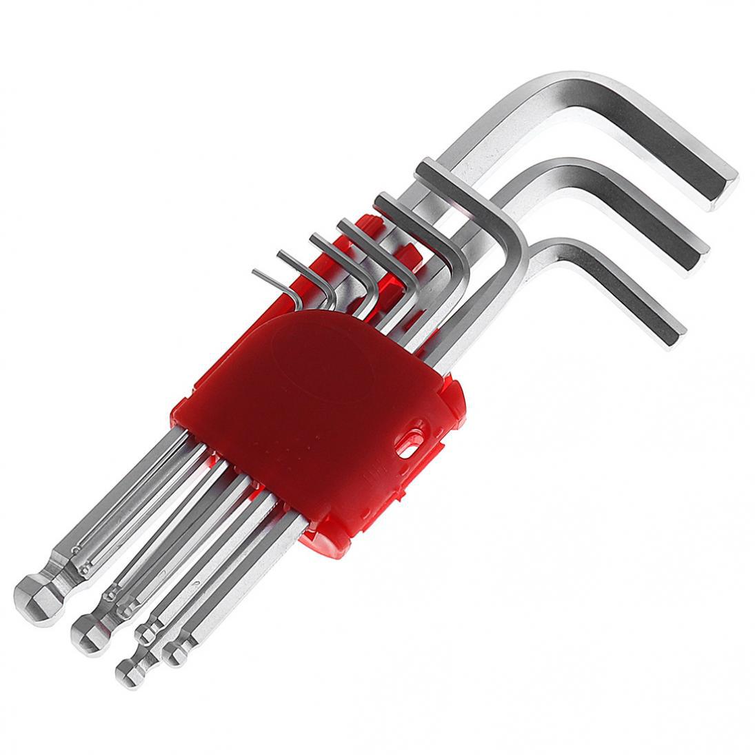 批发加长球头六角扳手 9件套镀铬内六角 加长亚光内六角扳手