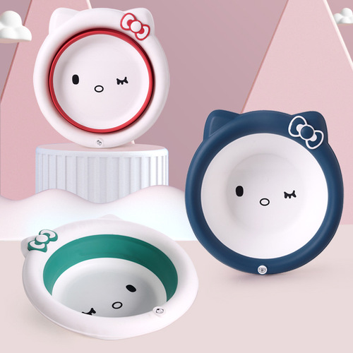 Children's washbasin newborn baby washbasin newborn children's supplies cartoon kt cat baby folding basin