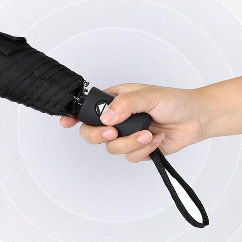 Fully Automatic Black Rubber Umbrella Three-Fold Business Advertising Umbrella With Logo Printing Large Size Umbrella Manufacturer Wholesale
