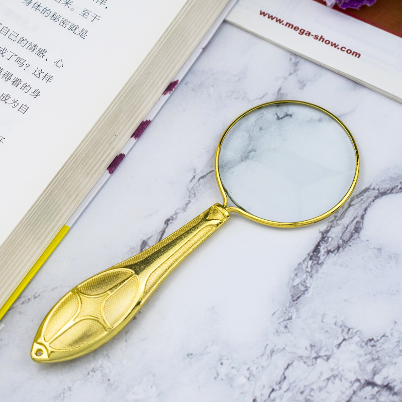 金色欧式工艺品花纹手持全金属45mm玻璃镜片送礼阅读地图 18155-7|ms