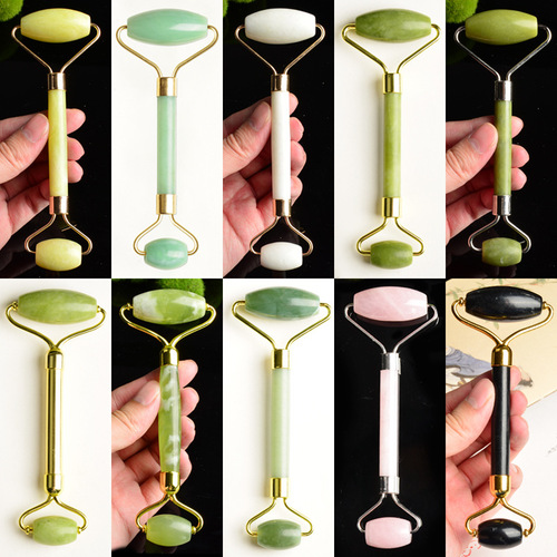 Xiuyu Double-Head Massage Jade Roller Instrument Zinc Alloy Stand Beauty Device with Silent Facial Massaging Tool