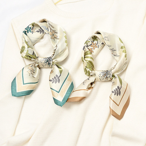 Real silk [53cm] small square scarf, temperament silk scarf for women, foreign temperament, mulberry silk, spring and autumn, thin, versatile scarf