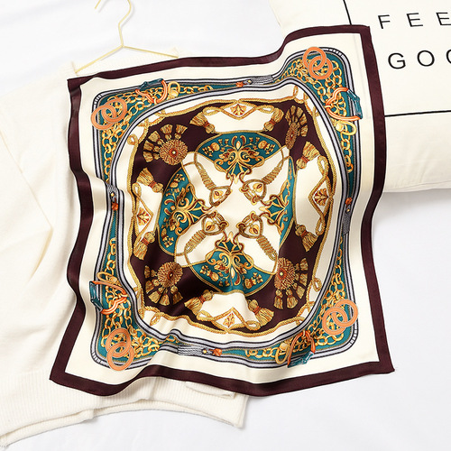 Real silk [53cm] small square scarf, temperament silk scarf for women, foreign temperament, mulberry silk, spring and autumn, thin, versatile scarf