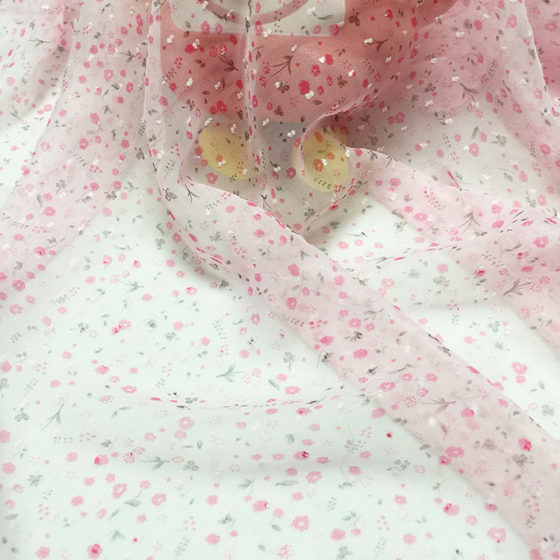 Spot supply floral dress fabric floral jacquard chiffon fabric polyester chiffon printed fabric
