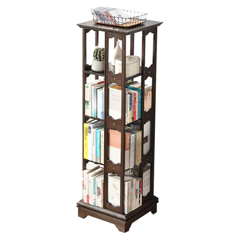 Jiayi bookshelf solid wood rotating bookshelf floor-standing combination bookcase home storage furniture storage rack cabinet