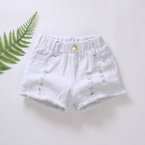 Girls Shorts  Summer Korean Style Thin Slim Denim Hot Pants Western Style Ripped Casual Pants Girls Fashionable Outer Wear