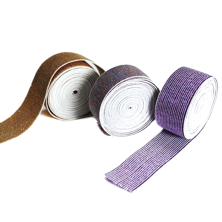 彩色金银丝松紧带服装辅料涤纶七彩弹力带金葱缎带3cm包装装饰带