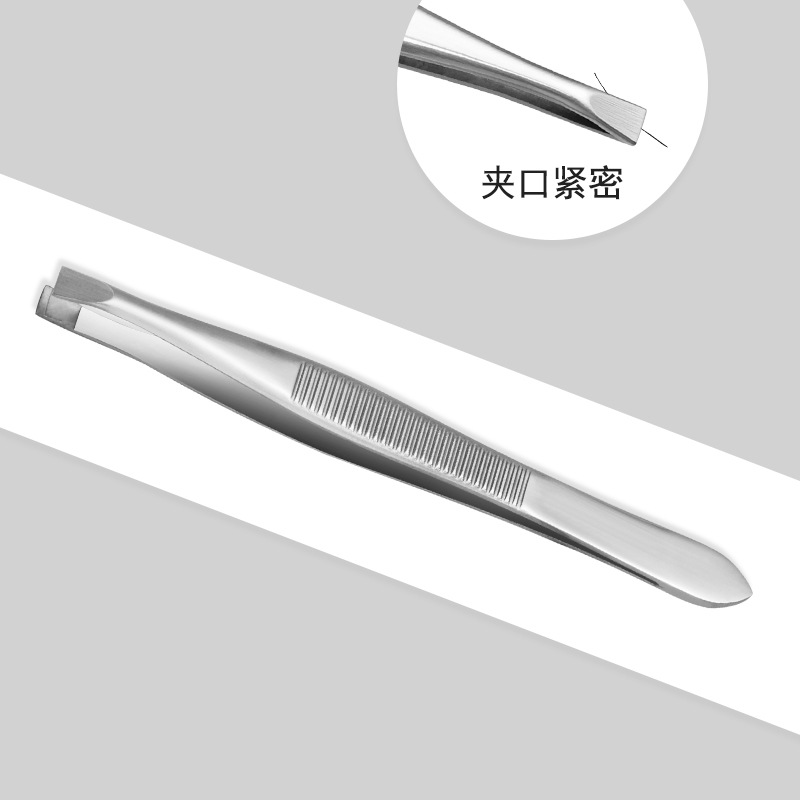 Fabricante de acero inoxidable clip de la ceja clip de la belleza oblicua plana boca clip de la ceja Clipper pinzas herramientas de belleza traje
