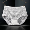 Yumei 219 sexy lace rose lace ladies high -waist pants hollowed out see -through female obese version of briefs