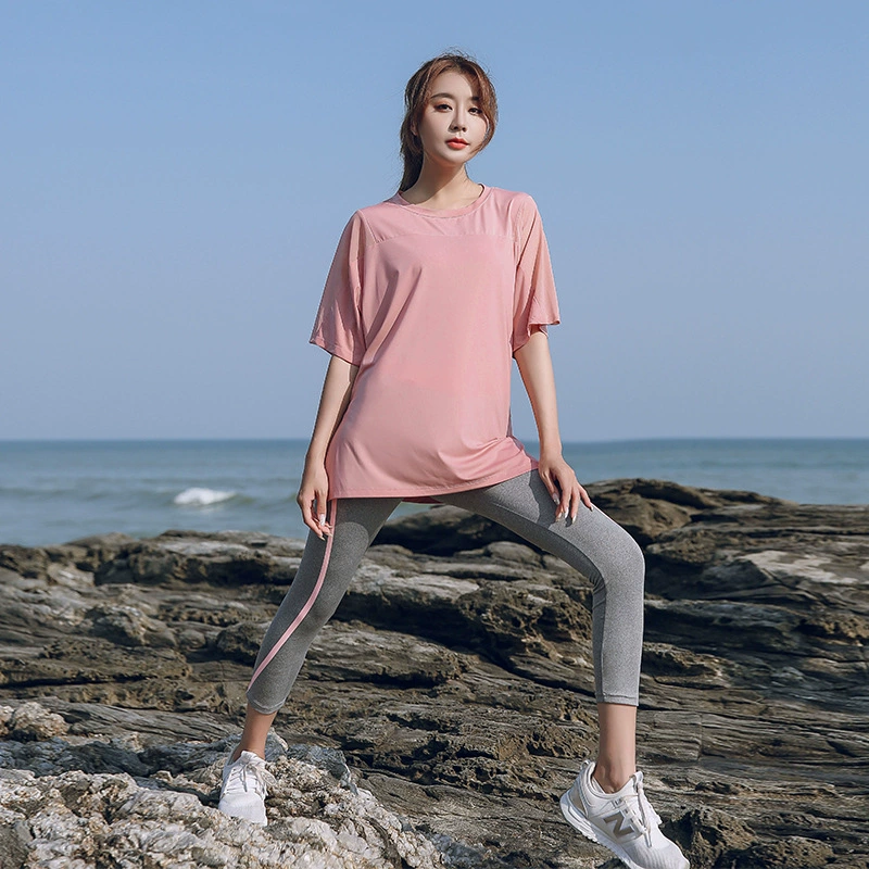 Одежда для йоги Женская свободная Спортивная быстросохнущая одежда больших размеров Fat MM200 Jin Утренний беговой костюм Летняя одежда для бега