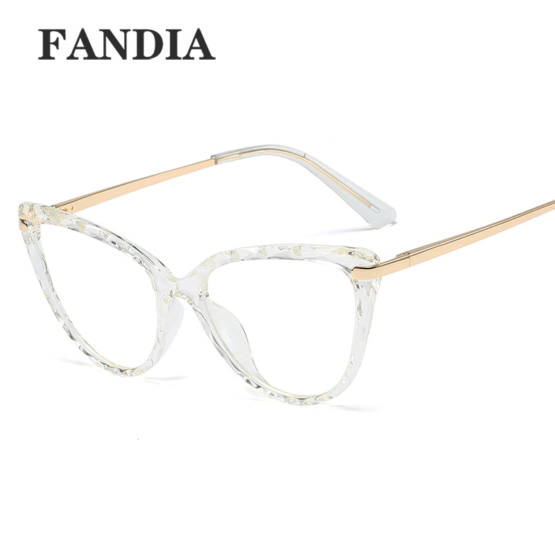 92302 TR90 primavera pierna de metal gafas de llanura de Las Mujeres de Europa y América Retro corte frontera azul gafas de luz puede ser equipado con miopía