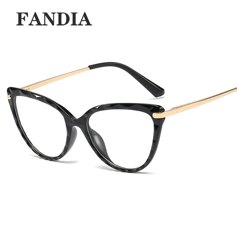 92302 TR90 primavera pierna de metal gafas de llanura de Las Mujeres de Europa y América Retro corte frontera azul gafas de luz puede ser equipado con miopía