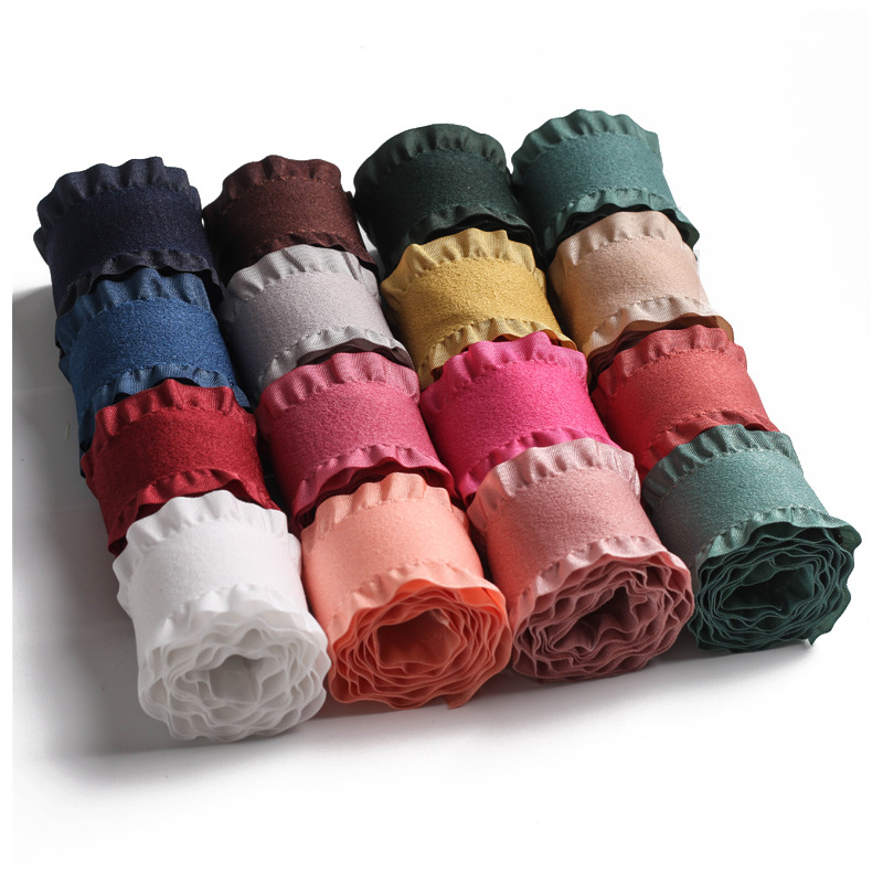 Korean double-sided brushed skirt strap diy hair accessories bow mobile phone lanyard material ruffled deerskin velvet ribbon
