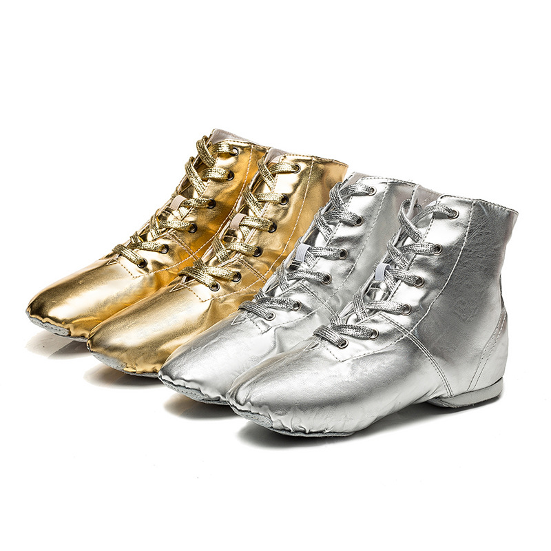 Factory Wholesale High Top Jazz Boots Bright Leather Modern Dance Shoes Ballet Practice Shoes Soft Sole Women's Jazz Shoes