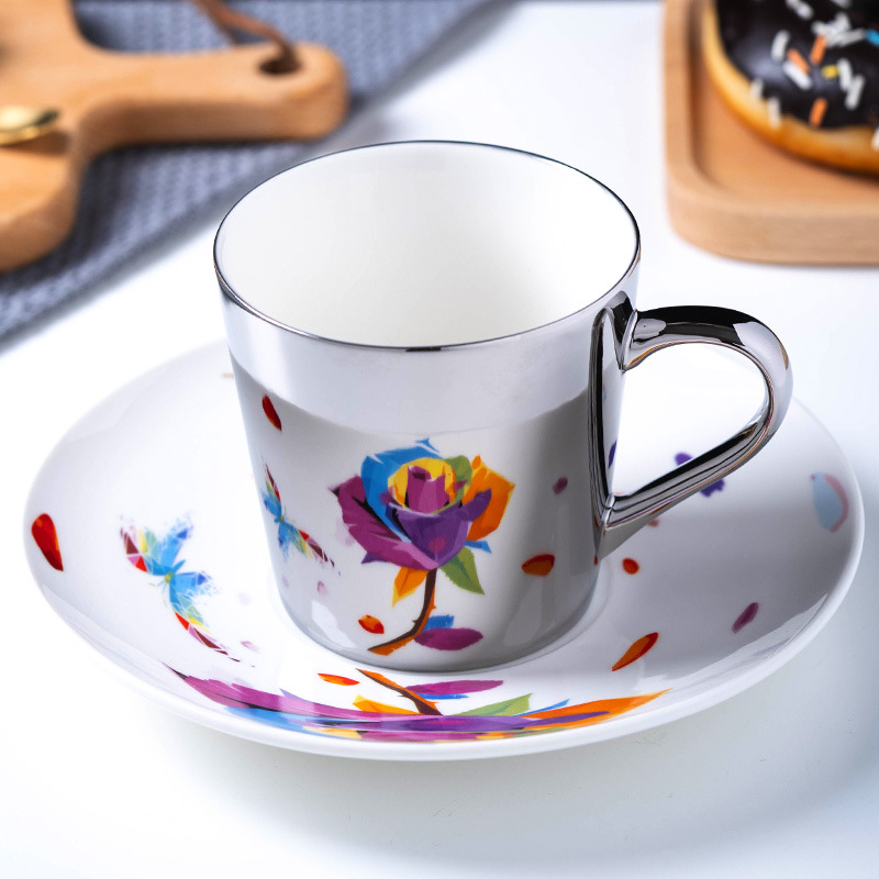 Jinfulandulo reflejo facial taza de café espejo Taza Internet Celebrity Reflexión personalidad creativa simple flor taza de té